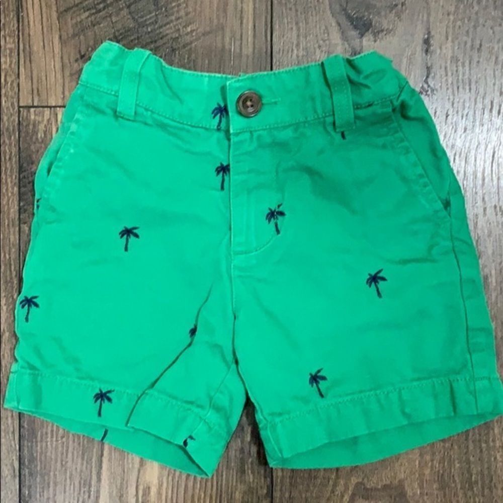 Hanna-Andersson Boys Green Palm Tree Shorts Size 100/US4